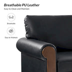 Hedda Transitional 59Wide Leather Sofa with Solid Wood Legs by HULALA HOME