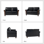 Hedda Transitional 59Wide Leather Sofa with Solid Wood Legs by HULALA HOME