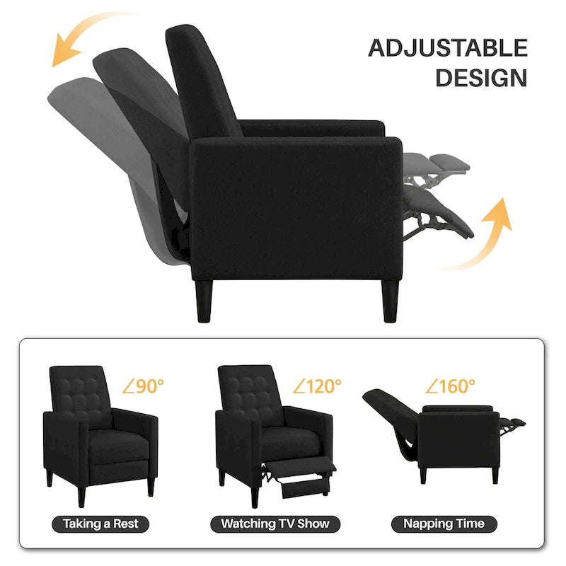 Yaheetech Fabric Recliner Sofa Single Reclining Chair Adjustable Back