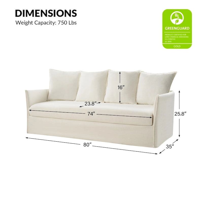 Gottfried 80 Slipcovered Sofa with Removable Cushions by HULALA HOME