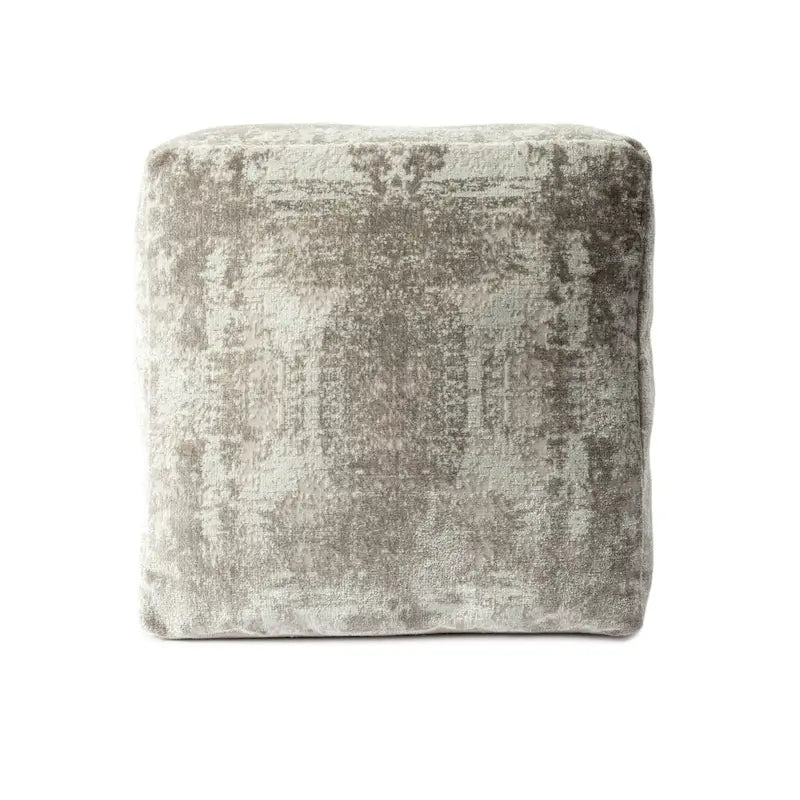 HomeRoots 18 Gray Abstract Pouf Ottoman