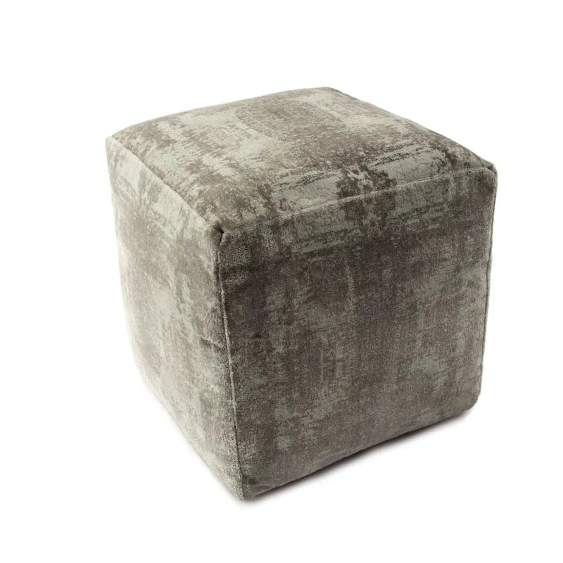 HomeRoots 18 Gray Abstract Pouf Ottoman