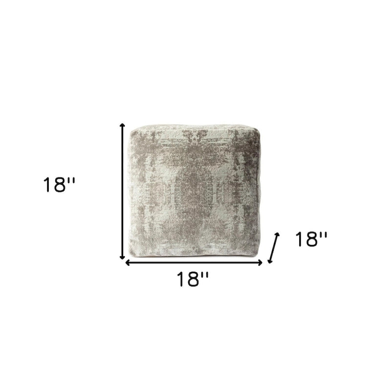 HomeRoots 18 Gray Abstract Pouf Ottoman