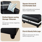 L-Shape Semi PU Leather Living Room Sofa Set with Ottoman,3-Piece