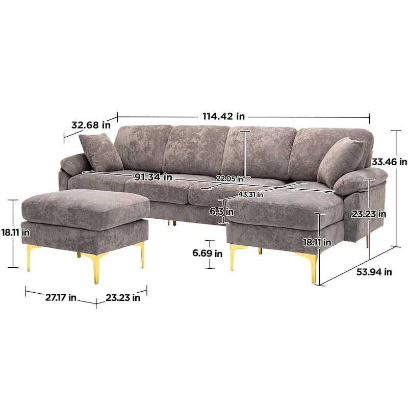 Kata 115 Sectional Sofa with Ottman