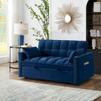 4 in1 Loveseat Sofa Bed with Armrests & Storage Pockets, Multi-Function Tufted Pull-out Sofa Bed with Adjustable Backrest