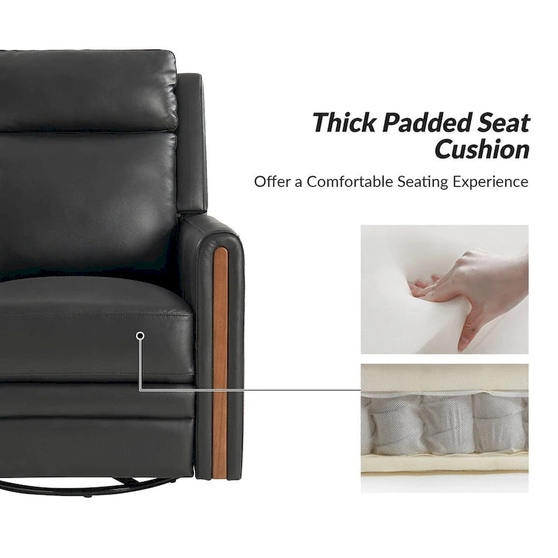Jaime Modern Genuine Leather Rocking Swivel Power Recliner with Adjustable Headrest and Footrest by HULALA HOME