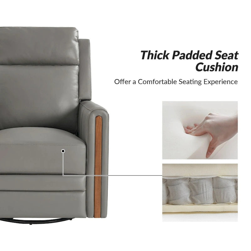 Jaime Modern Genuine Leather Rocking Swivel Power Recliner with Adjustable Headrest and Footrest by HULALA HOME