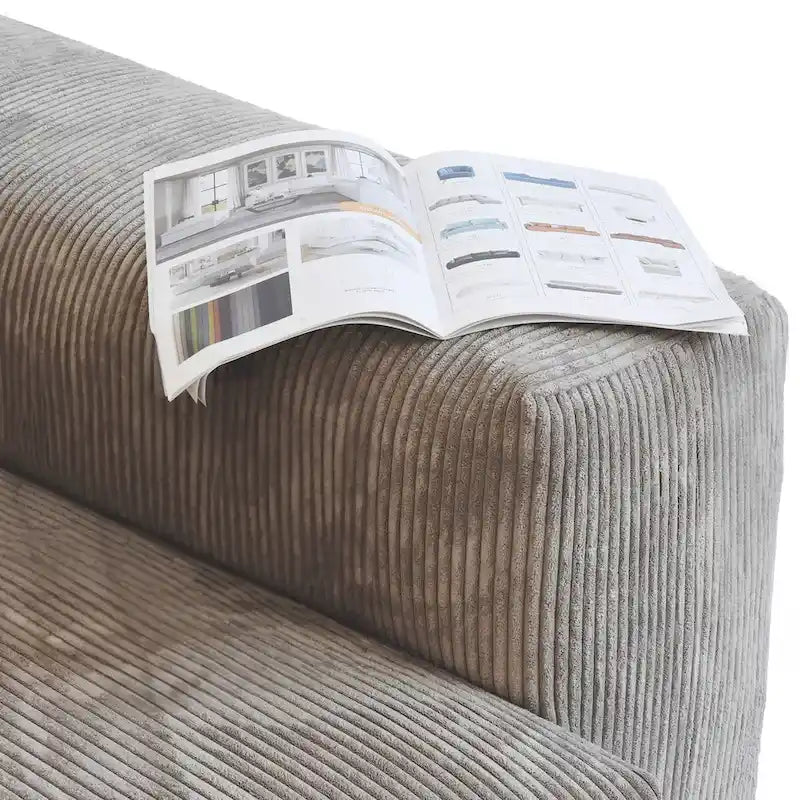 181Oversized Corduroy Sectional Sofa Couch with Ottoman, L Shaped Convertible Couch Deep Seat Couches for Modern Living Room