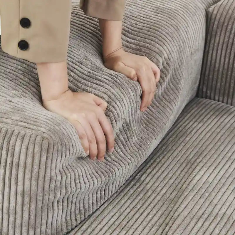 181Oversized Corduroy Sectional Sofa Couch with Ottoman, L Shaped Convertible Couch Deep Seat Couches for Modern Living Room
