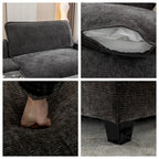 112.6 Chenille Upholstered Sectional Sofa with 2 Removable Ottoman