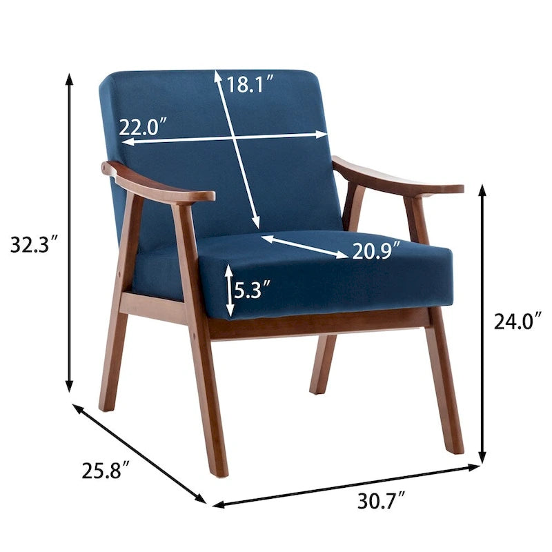 Mid-Century Modern Chair,Living Room Chair with Solid Wood Frame