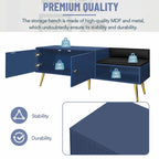 Modern Shoe Storage Bench with Hidden Compartment and Upholstered Cushion