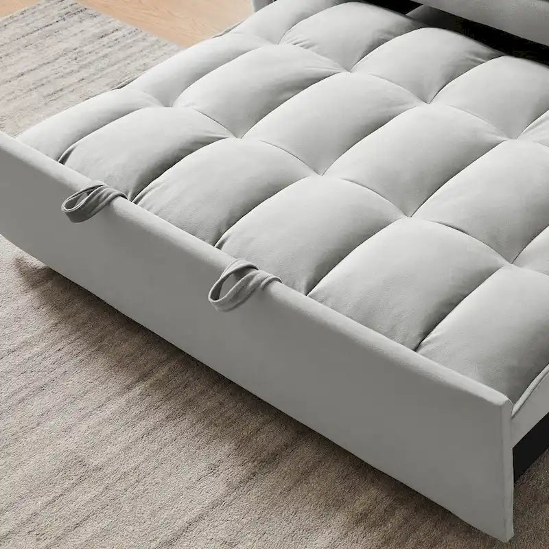 3 in 1 Convertible Velvet Sofa Couch w/Pullout Bed and Reclining Backres