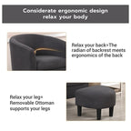 Classic Barrel Accent Chair Upholstered in Soft Polyester Fabric Footrest included