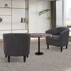 Classic Barrel Accent Chair Upholstered in Soft Polyester Fabric Footrest included
