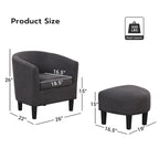 Classic Barrel Accent Chair Upholstered in Soft Polyester Fabric Footrest included