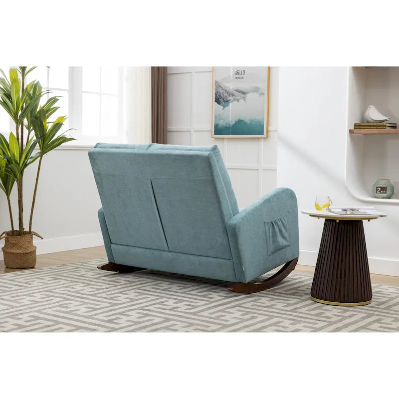 Rocking Chair Upholstered Mid Century Modern Rocker Oversized Wingback Armchair for Living Room