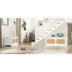 Anmytek White Shoe Storage Bench for Entryway with Cushion and Adjustable Shelves - 39.8 W x 15.7 D x 18 H