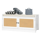 Anmytek White Shoe Storage Bench for Entryway with Cushion and Adjustable Shelves - 39.8 W x 15.7 D x 18 H