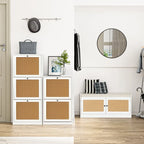 Anmytek White Shoe Storage Bench for Entryway with Cushion and Adjustable Shelves - 39.8 W x 15.7 D x 18 H