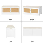 Anmytek White Shoe Storage Bench for Entryway with Cushion and Adjustable Shelves - 39.8 W x 15.7 D x 18 H