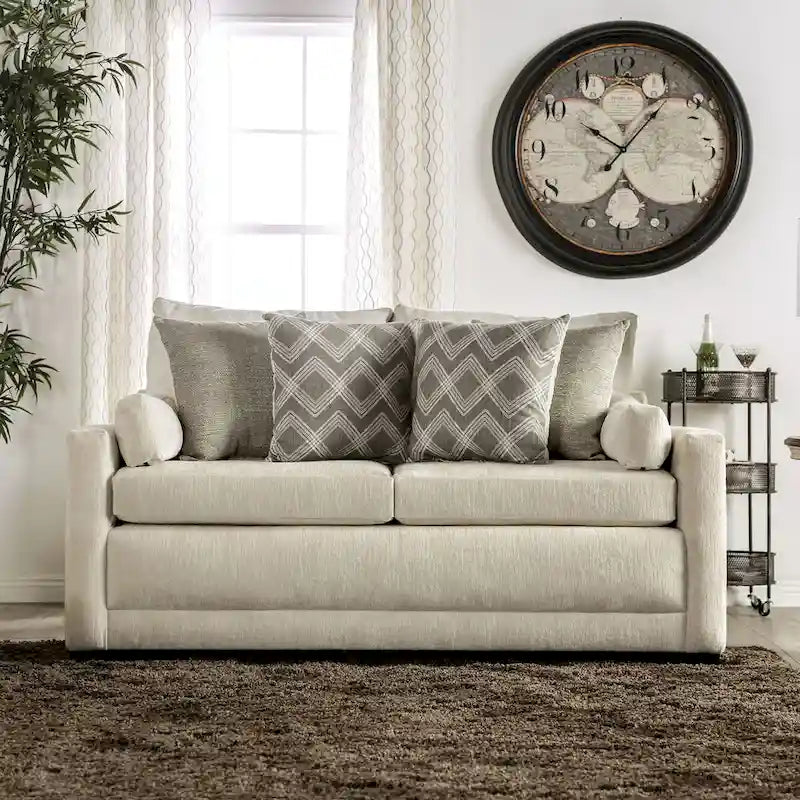 Breward Transitional Beige Chenille Padded 2-Piece Sofa Set