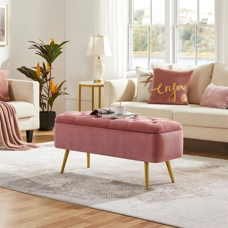 Yaheetech Modern Upholstered Ottoman Footstool Bench with Storage - 42.714.619