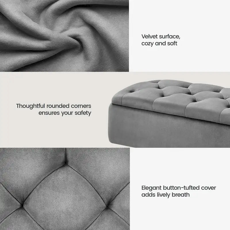 Yaheetech Modern Upholstered Ottoman Footstool Bench with Storage - 42.714.619