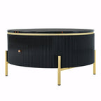 31.5 Modern Round Coffee Table with Large Drawer Storage