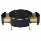 31.5 Modern Round Coffee Table with Large Drawer Storage