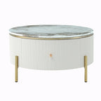 31.5 Modern Round Coffee Table with Large Drawer Storage