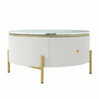 31.5 Modern Round Coffee Table with Large Drawer Storage