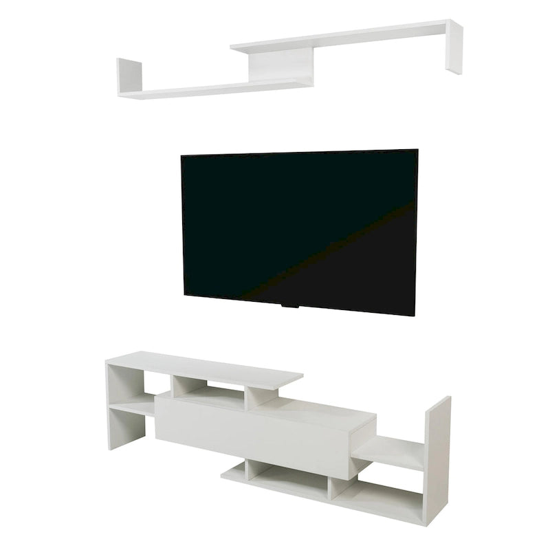 Surrey 60.2 2 Pc 1-Drawer Floating TV Stand Media Console with Open Shelves