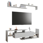 Surrey 60.2 2 Pc 1-Drawer Floating TV Stand Media Console with Open Shelves