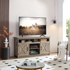 Farmhouse Barn door TV Media Stand Modern Entertainment Console for TV Up to 65 with Open and Closed Storage Space