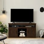 Farmhouse Barn door TV Media Stand Modern Entertainment Console for TV Up to 65 with Open and Closed Storage Space