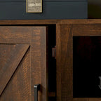 Farmhouse Barn door TV Media Stand Modern Entertainment Console for TV Up to 65 with Open and Closed Storage Space
