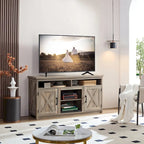 Farmhouse Barn door TV Media Stand Modern Entertainment Console for TV Up to 65 with Open and Closed Storage Space