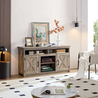 Farmhouse Barn door TV Media Stand Modern Entertainment Console for TV Up to 65 with Open and Closed Storage Space