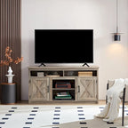 Farmhouse Barn door TV Media Stand Modern Entertainment Console for TV Up to 65 with Open and Closed Storage Space