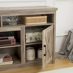 Farmhouse Barn door TV Media Stand Modern Entertainment Console for TV Up to 65 with Open and Closed Storage Space