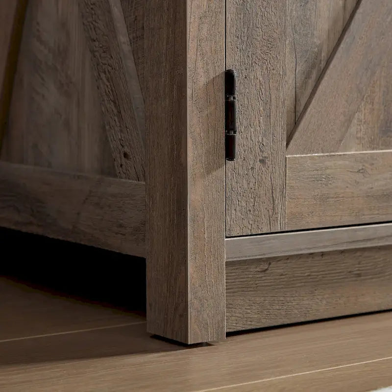 Farmhouse Barn door TV Media Stand Modern Entertainment Console for TV Up to 65 with Open and Closed Storage Space