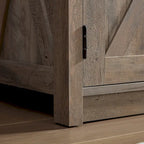 Farmhouse Barn door TV Media Stand Modern Entertainment Console for TV Up to 65 with Open and Closed Storage Space
