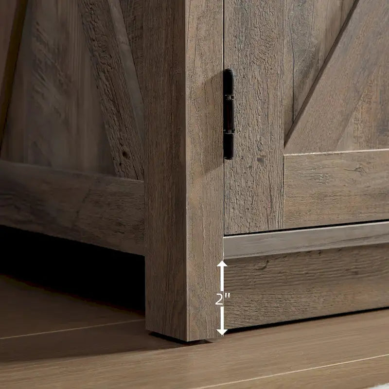 Farmhouse Barn door TV Media Stand Modern Entertainment Console for TV Up to 65 with Open and Closed Storage Space