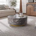 Modern Faux Marble Round Coffee Table Center Table with 2 Drawers, Fully Assembled