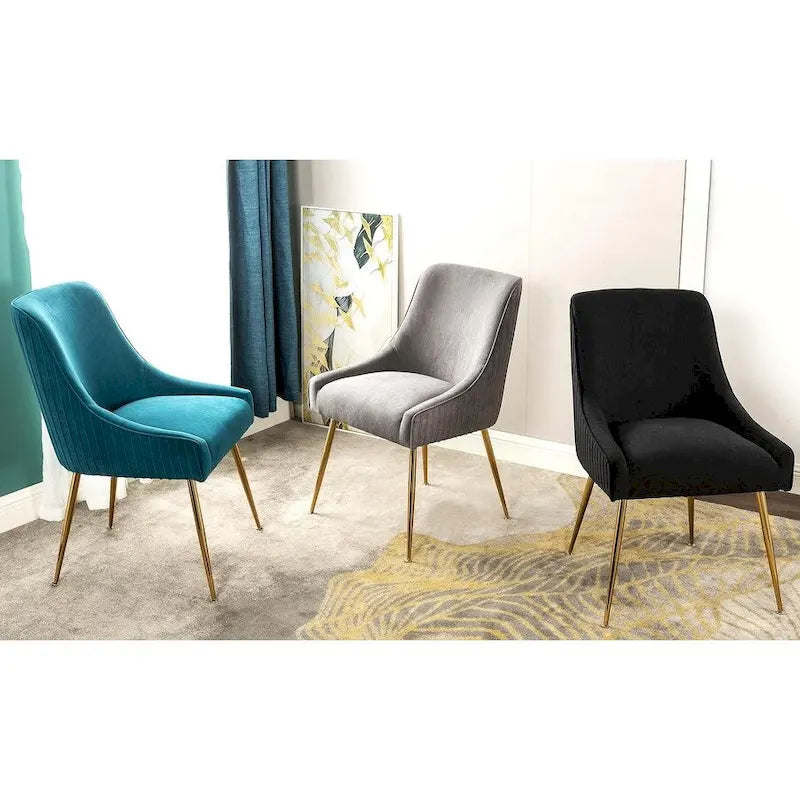 Luxury Velvet Chair with Elegant Scoop Back Design Gold Metal Legs and Soft Upholstery Comfortable Seating