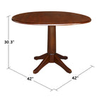 42 Round Dual Drop Leaf Table - Espresso