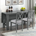 6-Piece Family Dining Room Set Solid Wood Space Saving Foldable Table and 4 Chairs with Bench for Dining Room