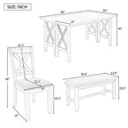 6-Piece Family Dining Room Set Solid Wood Space Saving Foldable Table and 4 Chairs with Bench for Dining Room